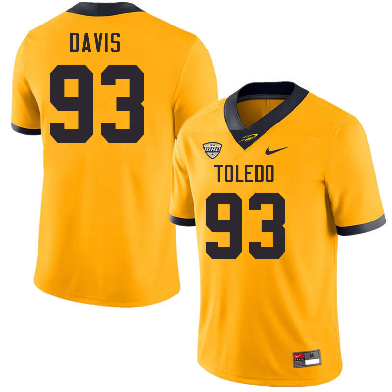 Toledo Rockets #93 Malachi Davis College Football Jerseys Stitched Sale-Gold